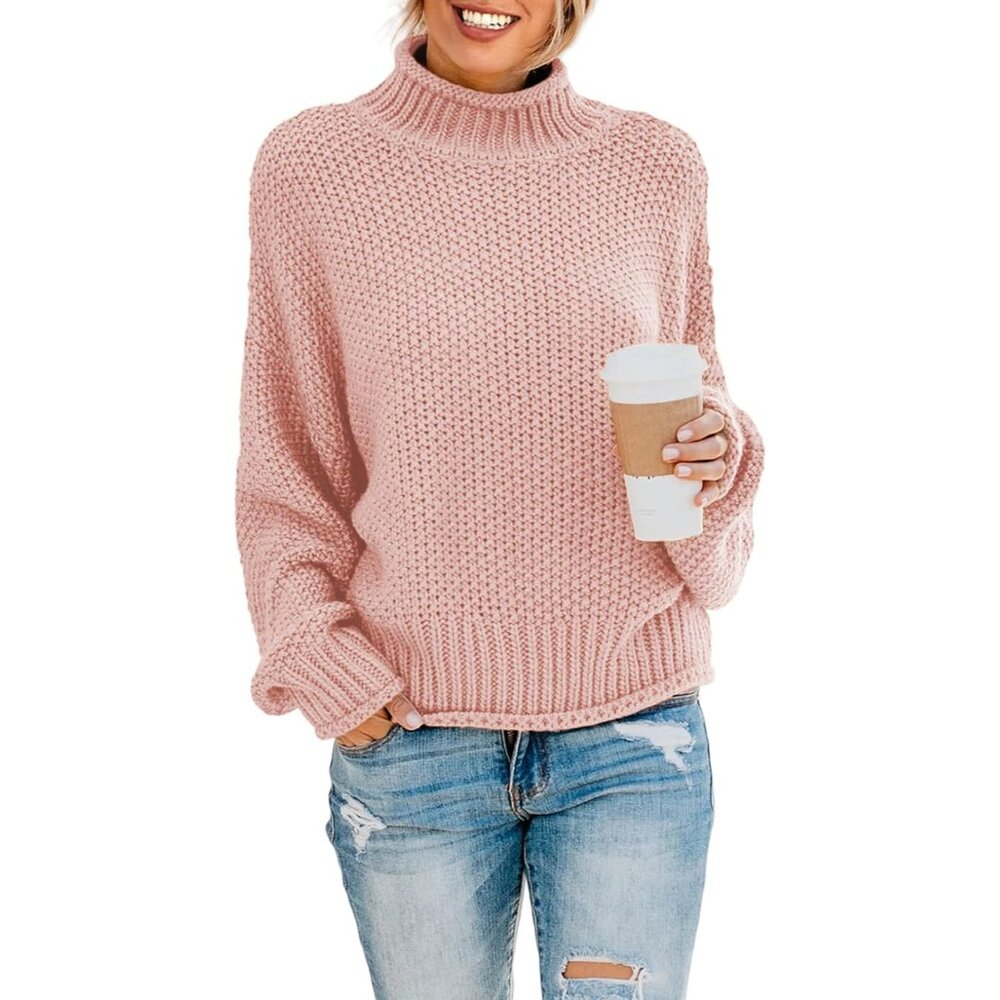 Womens 2025 Winter Fall Solid Turtleneck High Nec… - image 1